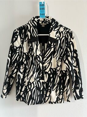 SPANNER Black & White Scribble Print Women's Blazer